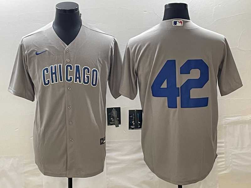 Men%27s Chicago Cubs #42 Bruce Sutter Gray Stitched Cool Base Nike Jersey
